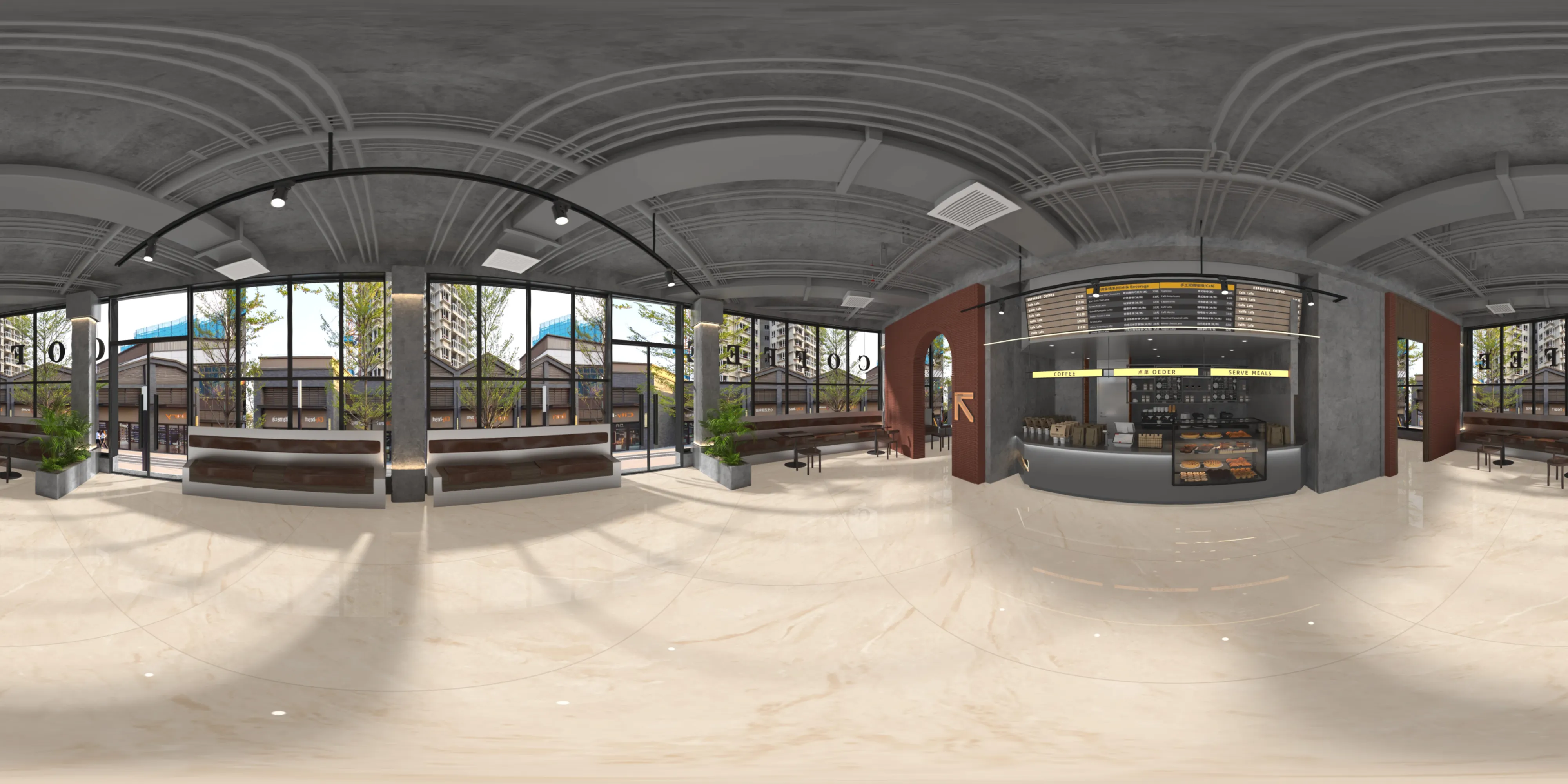 A 360 degree room with Cinerea River Beige tiles