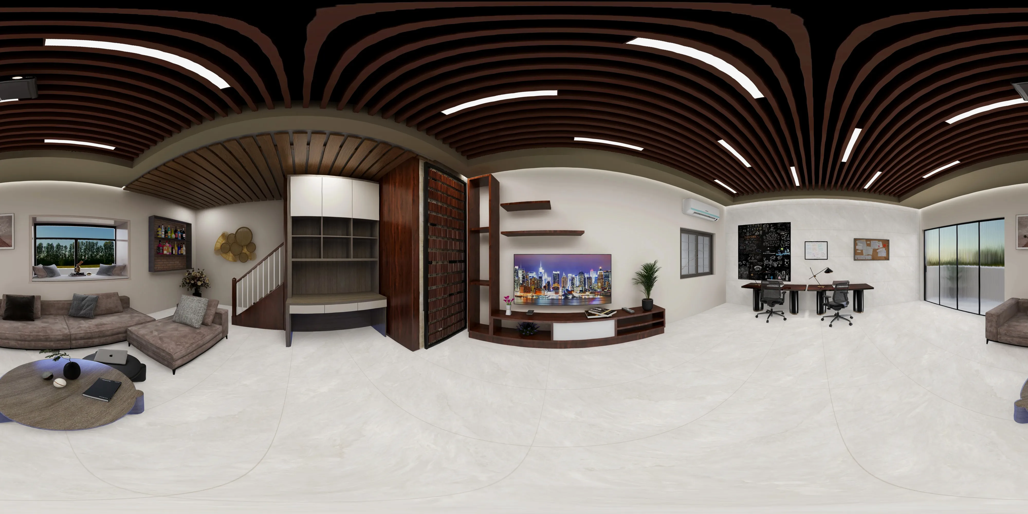 A 360 degree room with Crema Lusso tiles