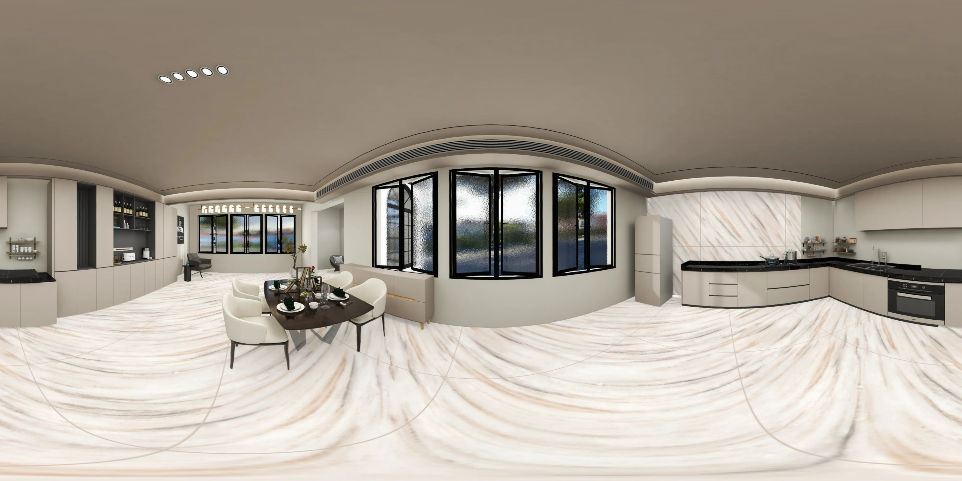 A 360 degree room with Crysta Natural tiles