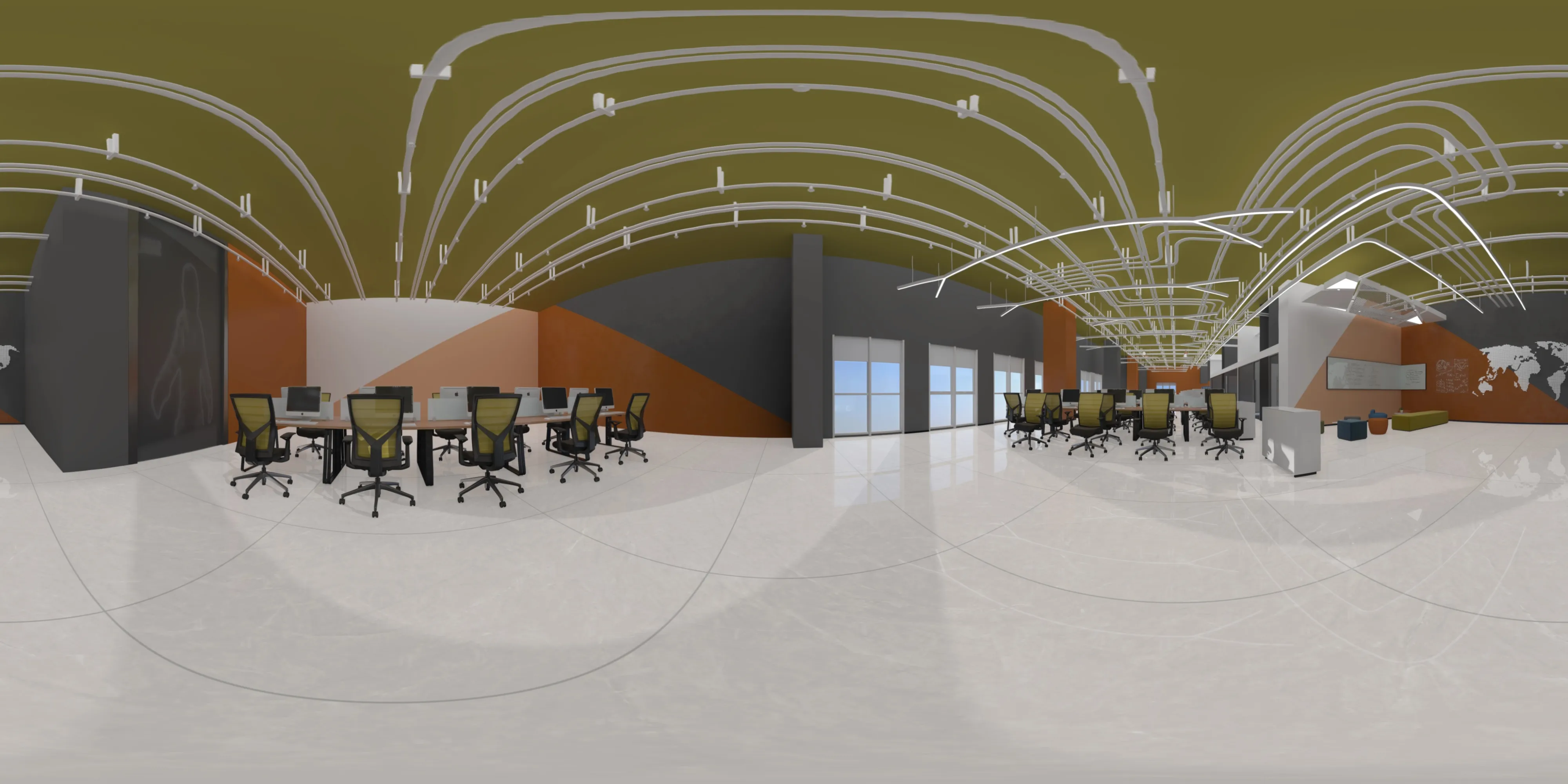 A 360 degree room with Dovel Grey tiles