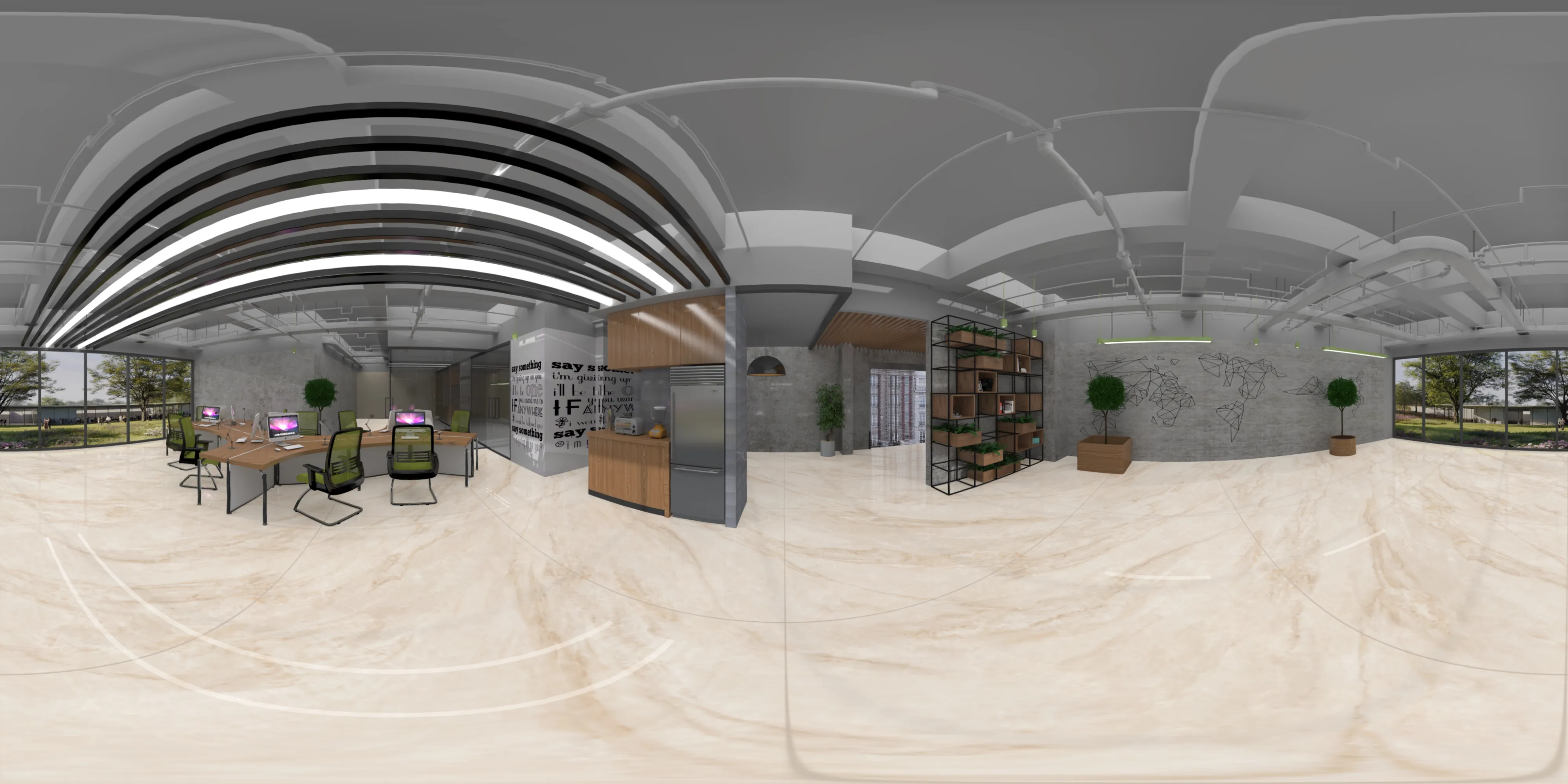 A 360 degree room with Etarnal Beige tiles