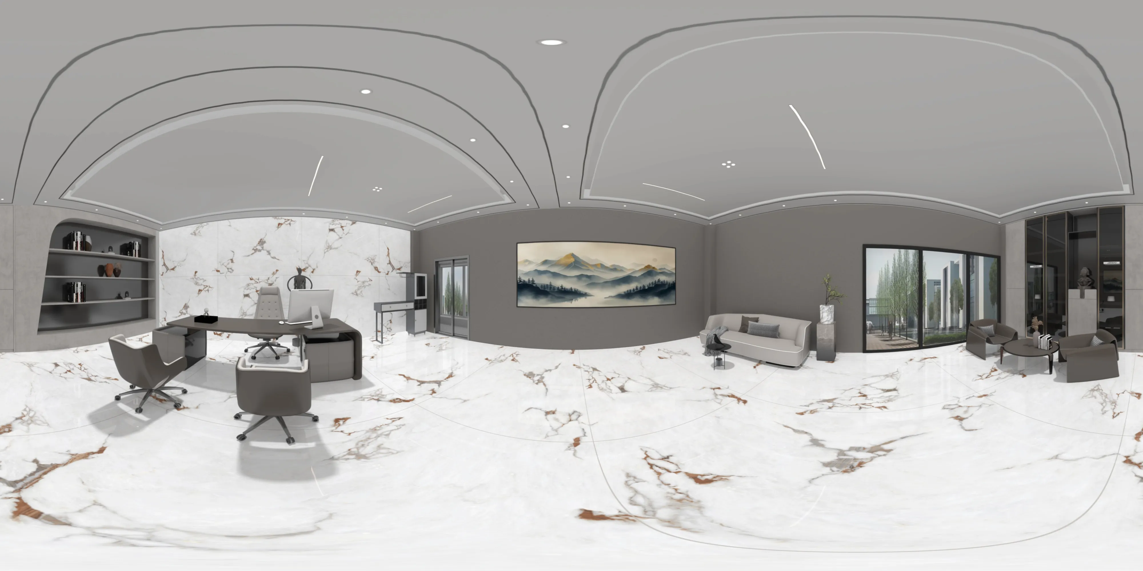 A 360 degree room with Frozen White tiles