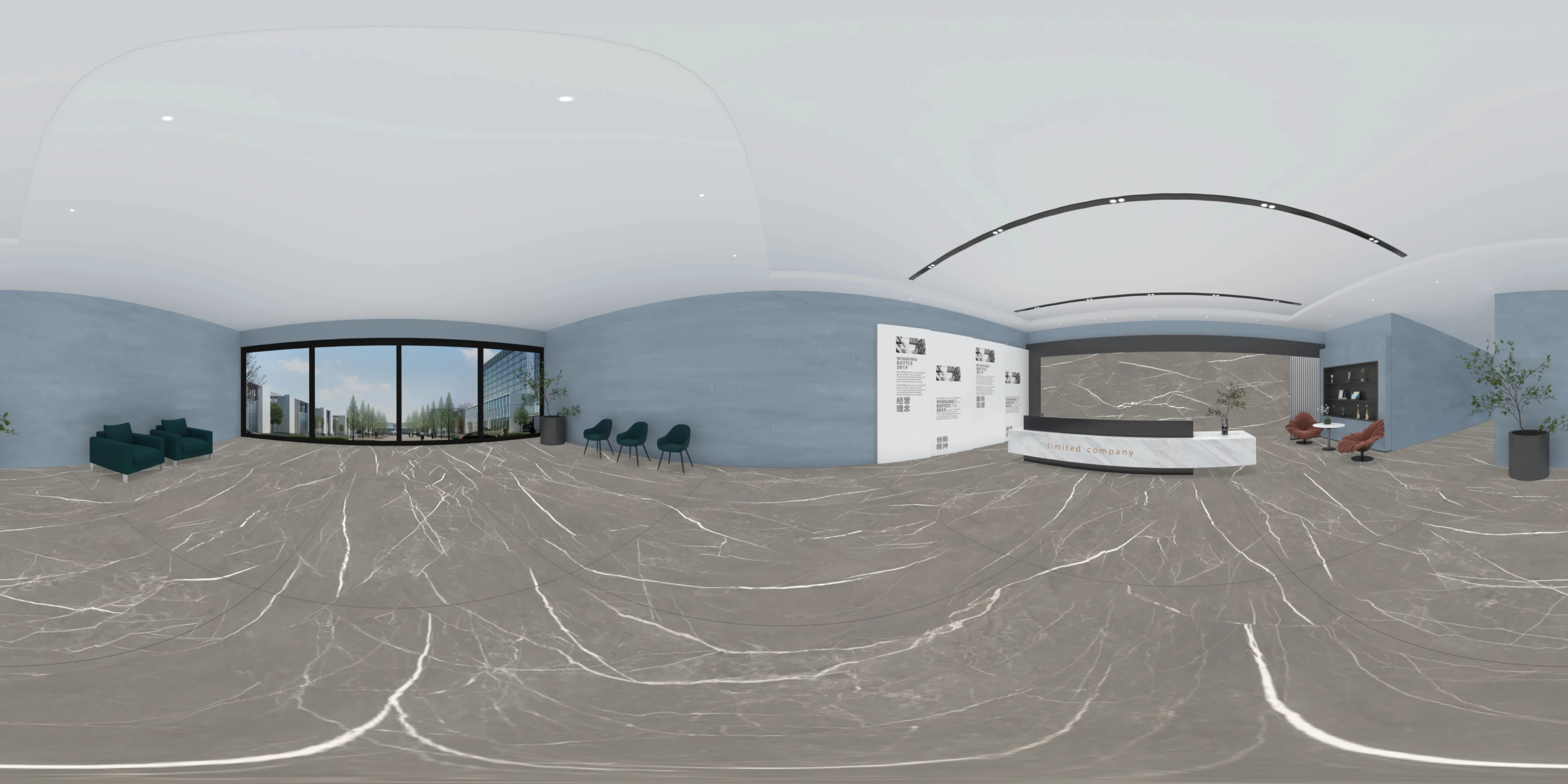 A 360 degree room with Letina Silver tiles