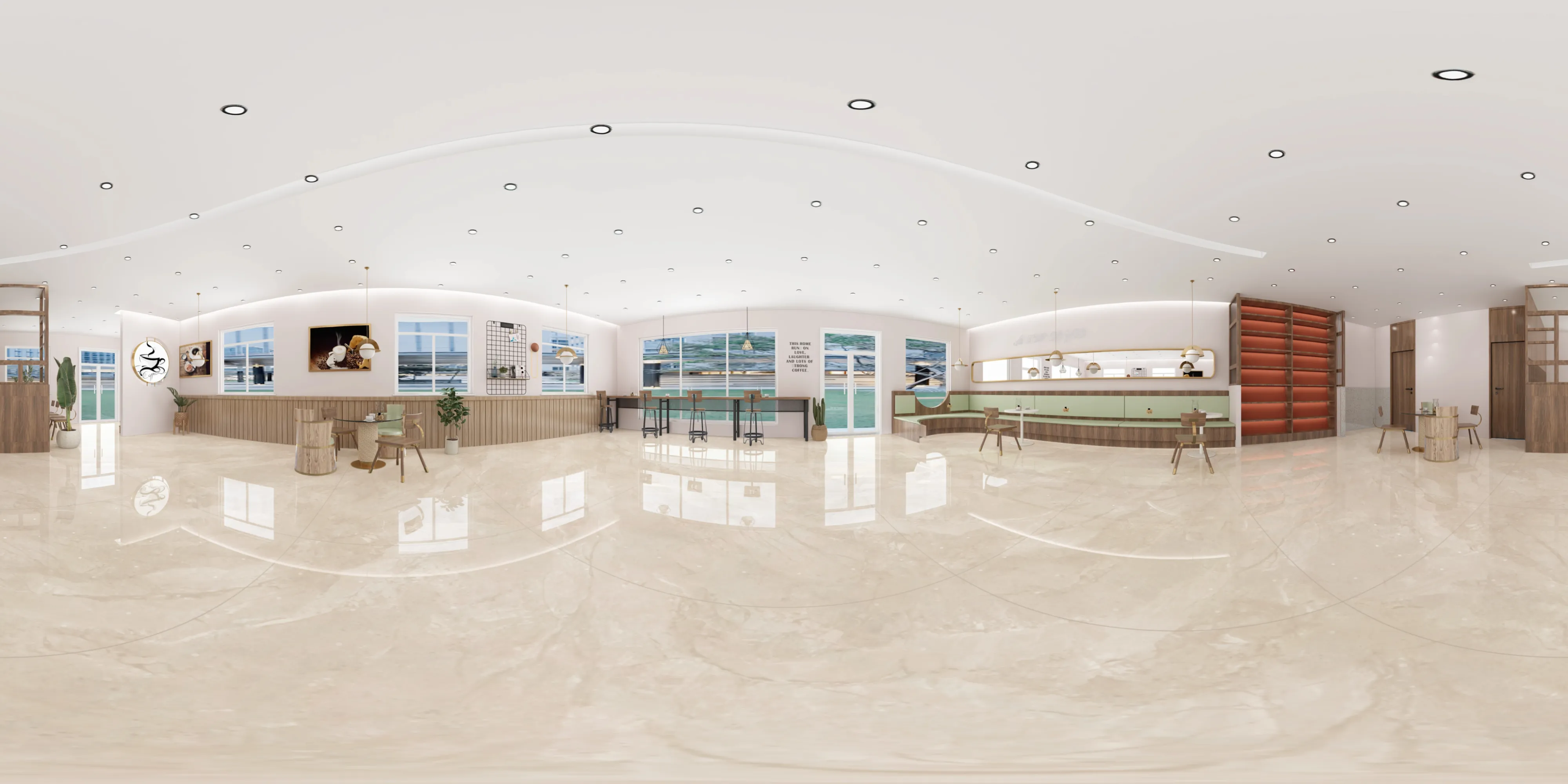 A 360 degree room with Ozone Beige tiles