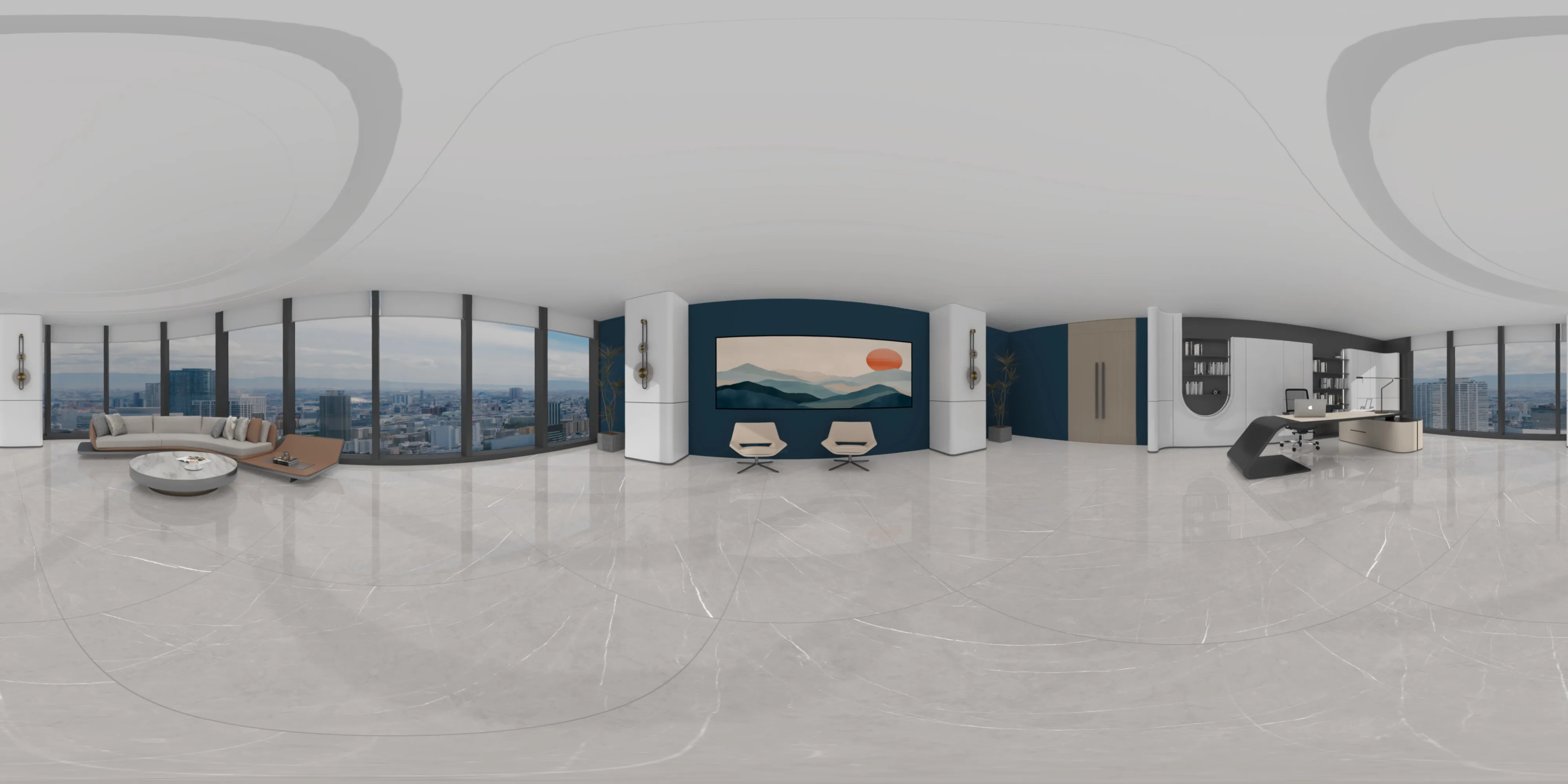 A 360 degree room with Pietra Grey tiles