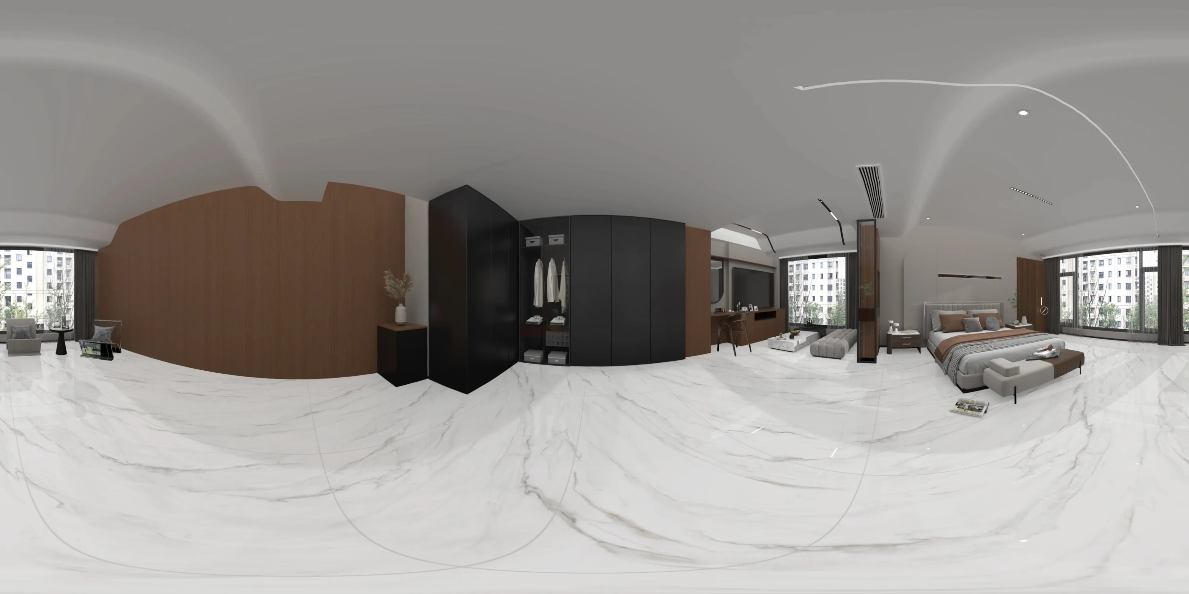 A 360 degree room with Statuario Dior tiles