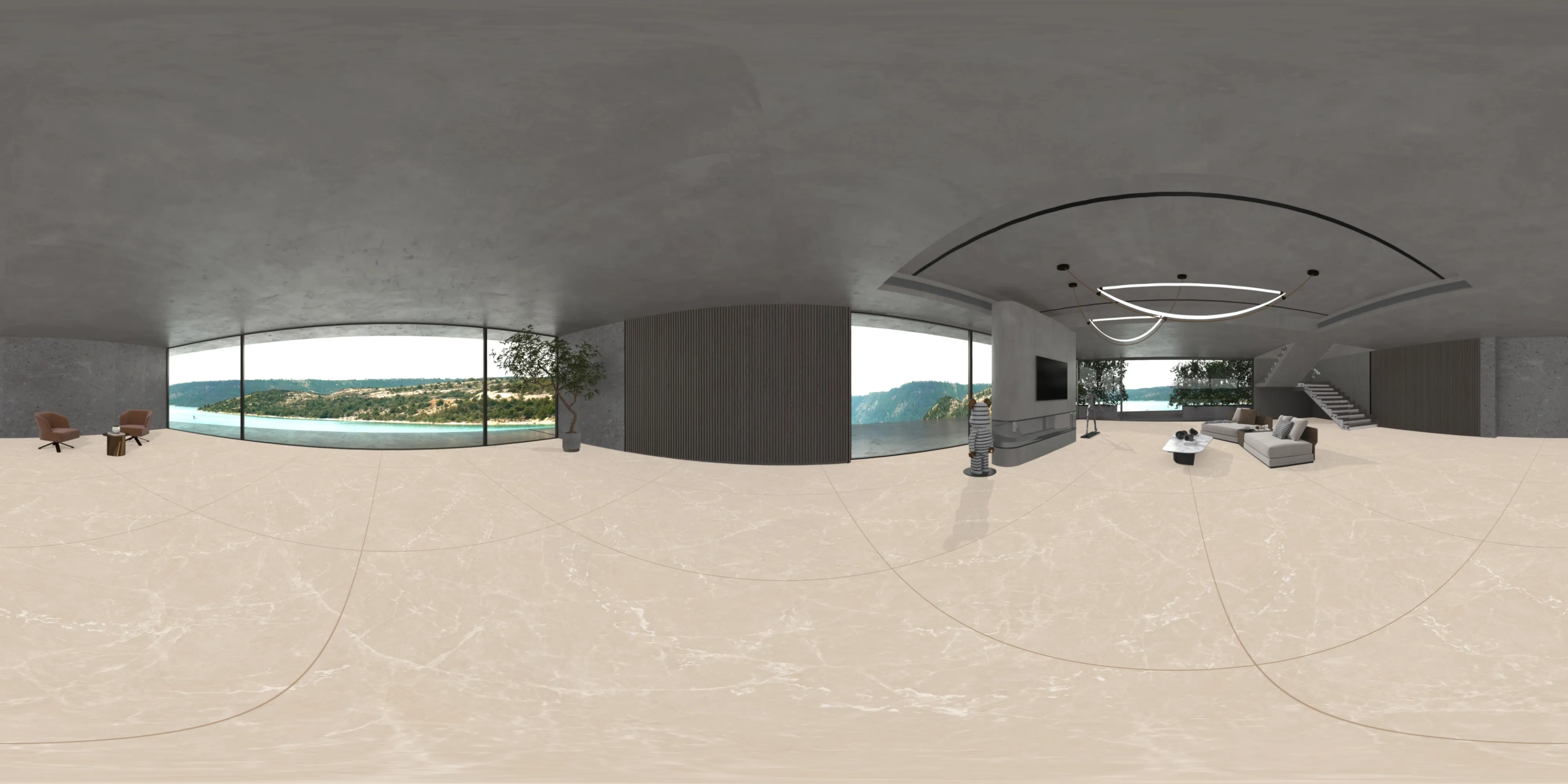 A 360 degree room with Tunisia Beige tiles