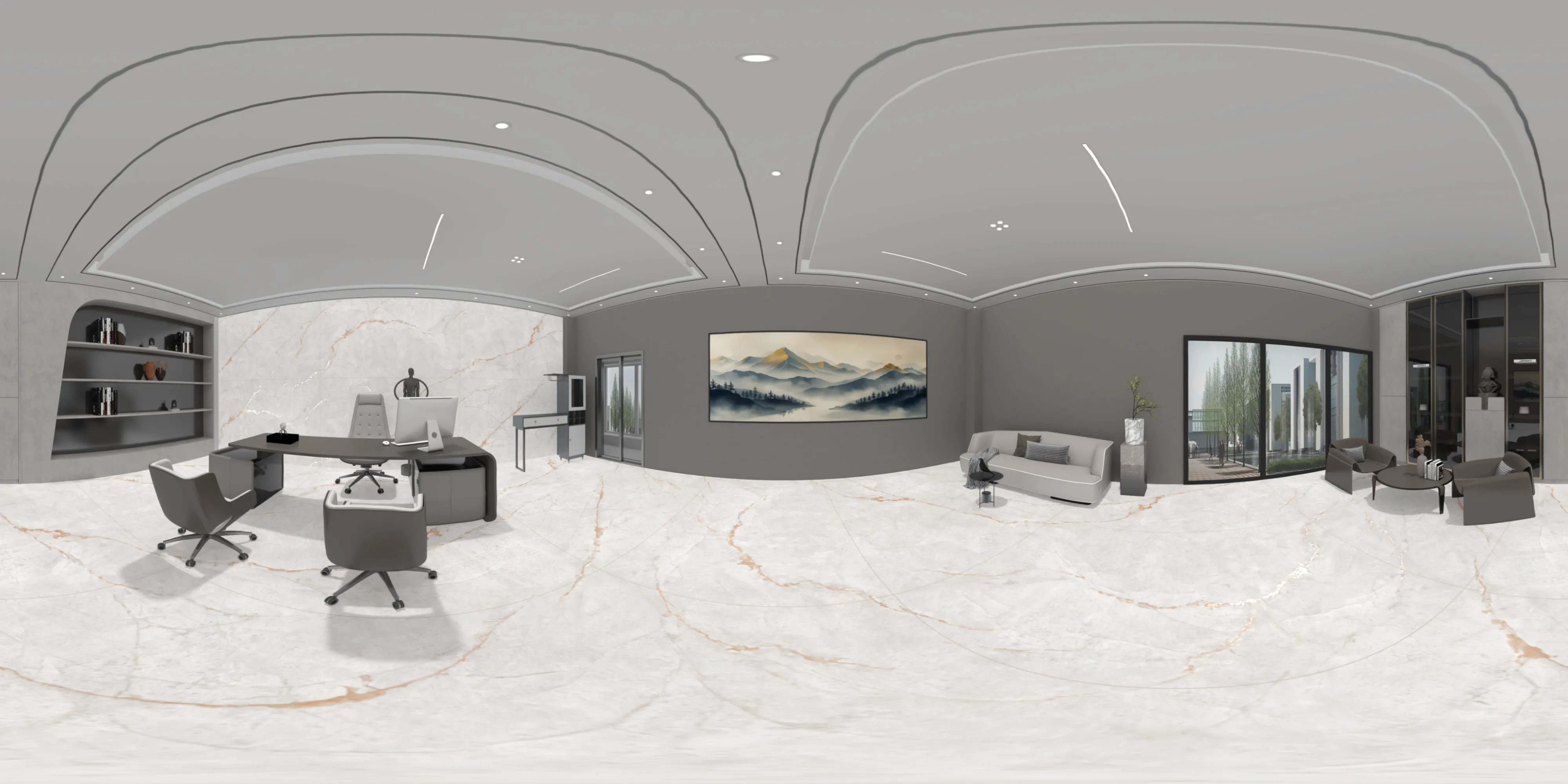 A 360 degree room with Vanity Silver tiles